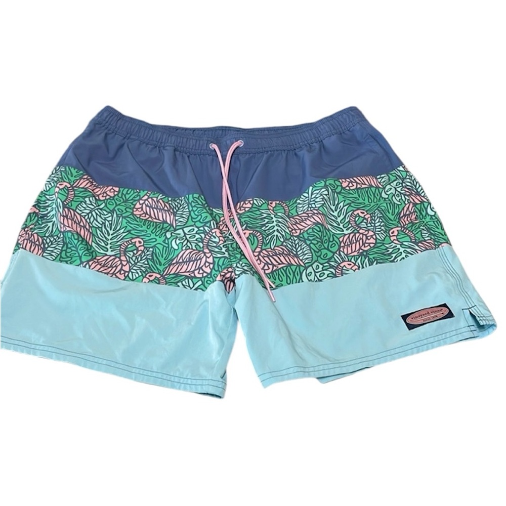 Vineyard Vines Lined Swim Trunks Large Swimsuit Pockets Drawstring Elastic Waist - Picture 1 of 10